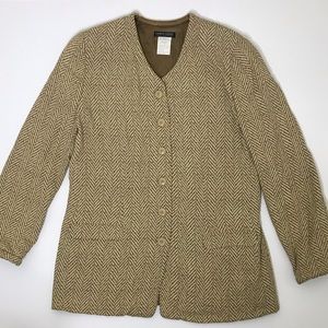 Giorgio Armani Tan and Brown Chevron Blazer Coat
